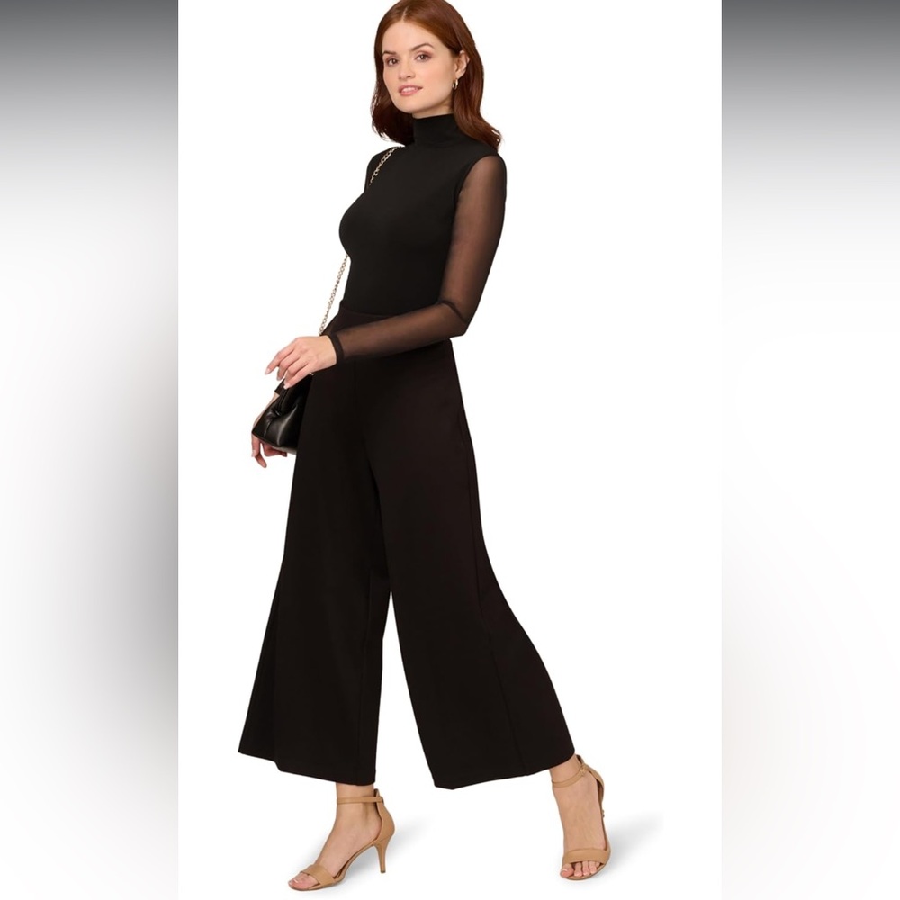 Adrianna Papell Women's Ponte Knit Wide Leg Pull on Pant with Waistband